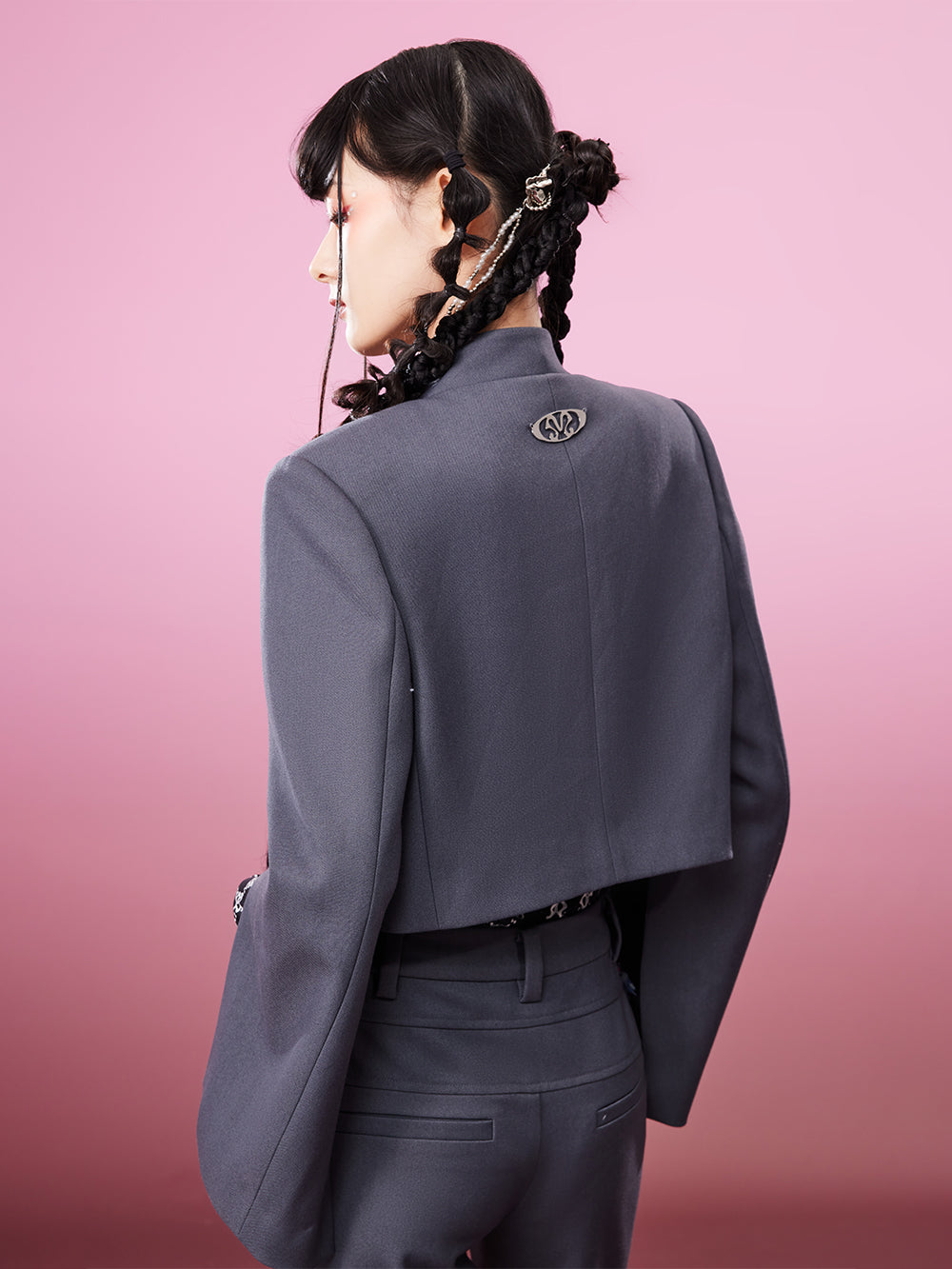 MUKZIN Vintage Pop Gray Cropped High Quality Coat