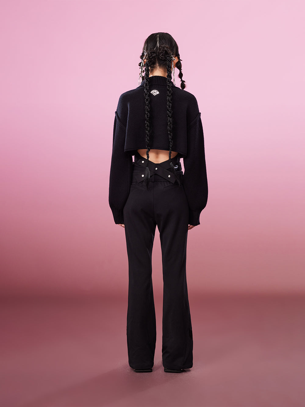 MUKZIN Black Slim Wide Leg Pants All-match