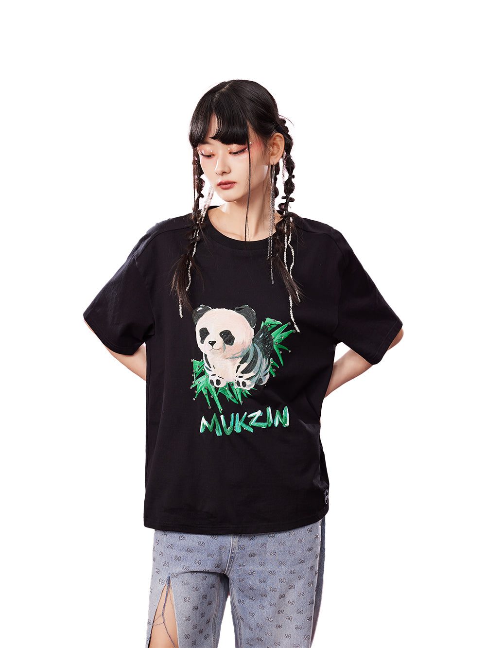 MUKZIN All-match Classic Casual Panda Print Loose 2-color T-shirts