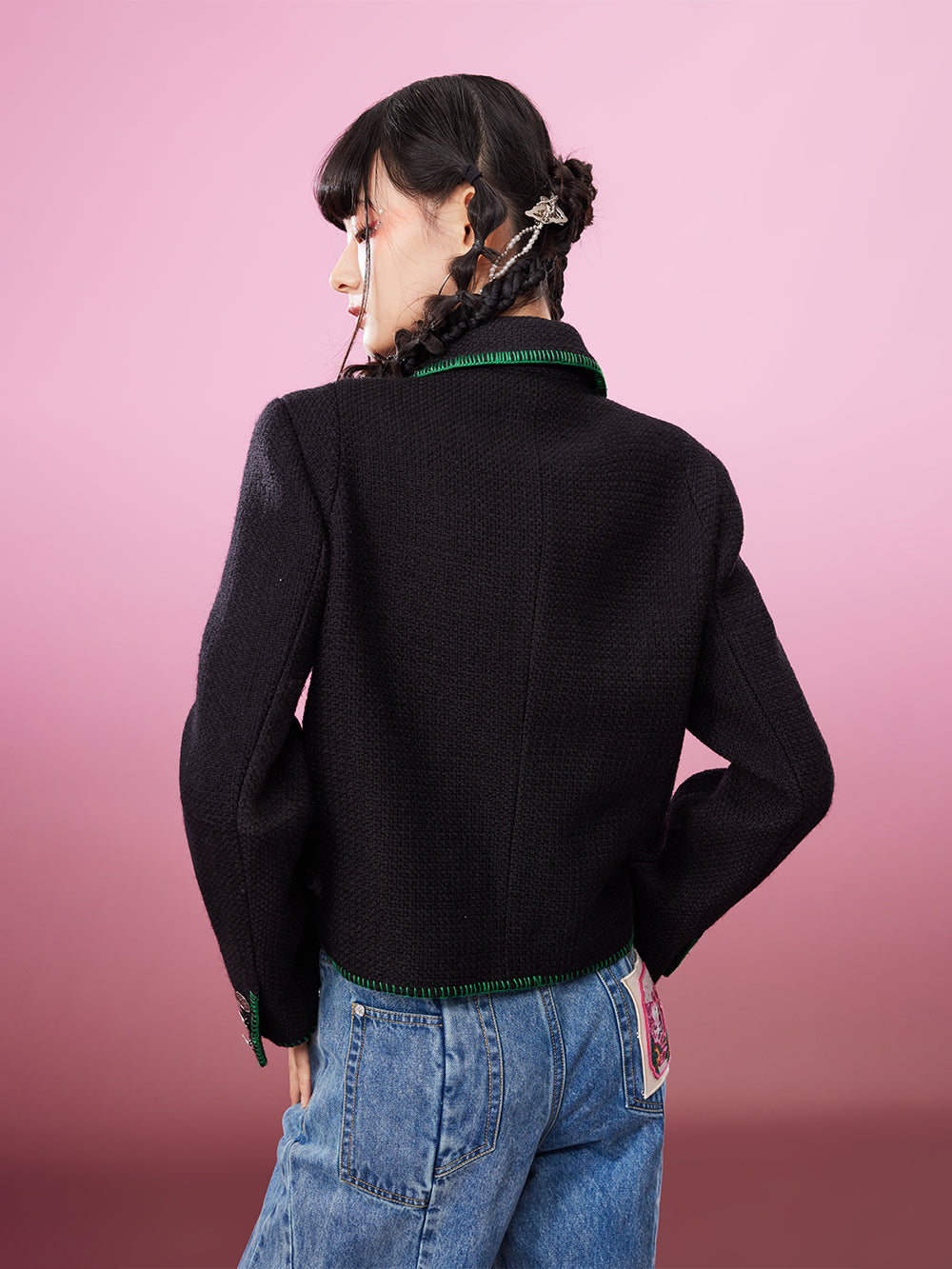 MUKZIN Retro Black Simple Slim Coat