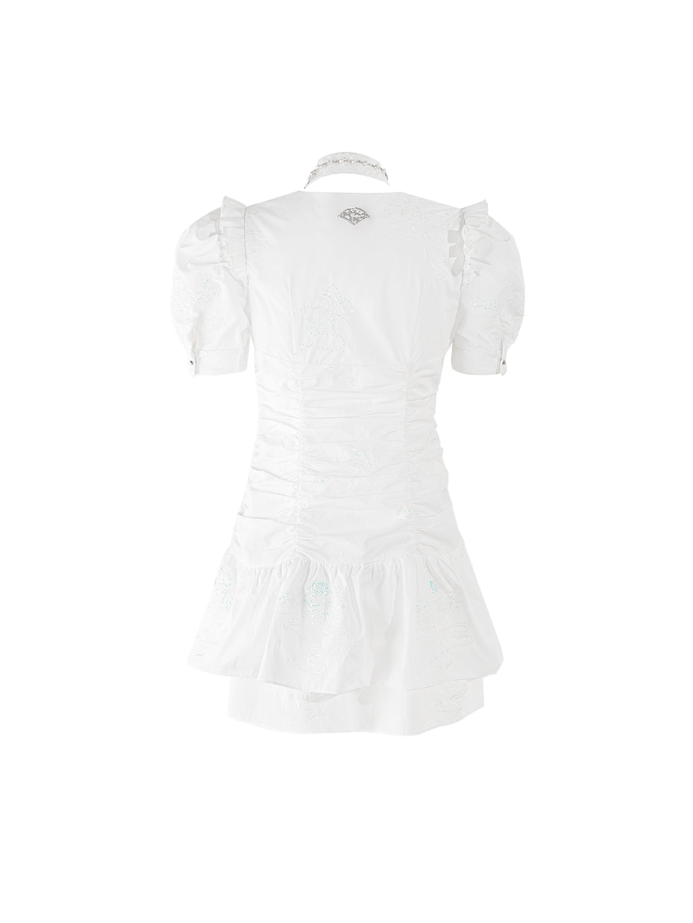 MUKZIN Elegant Original Temperament Cheongsam V-neck White Ruffles