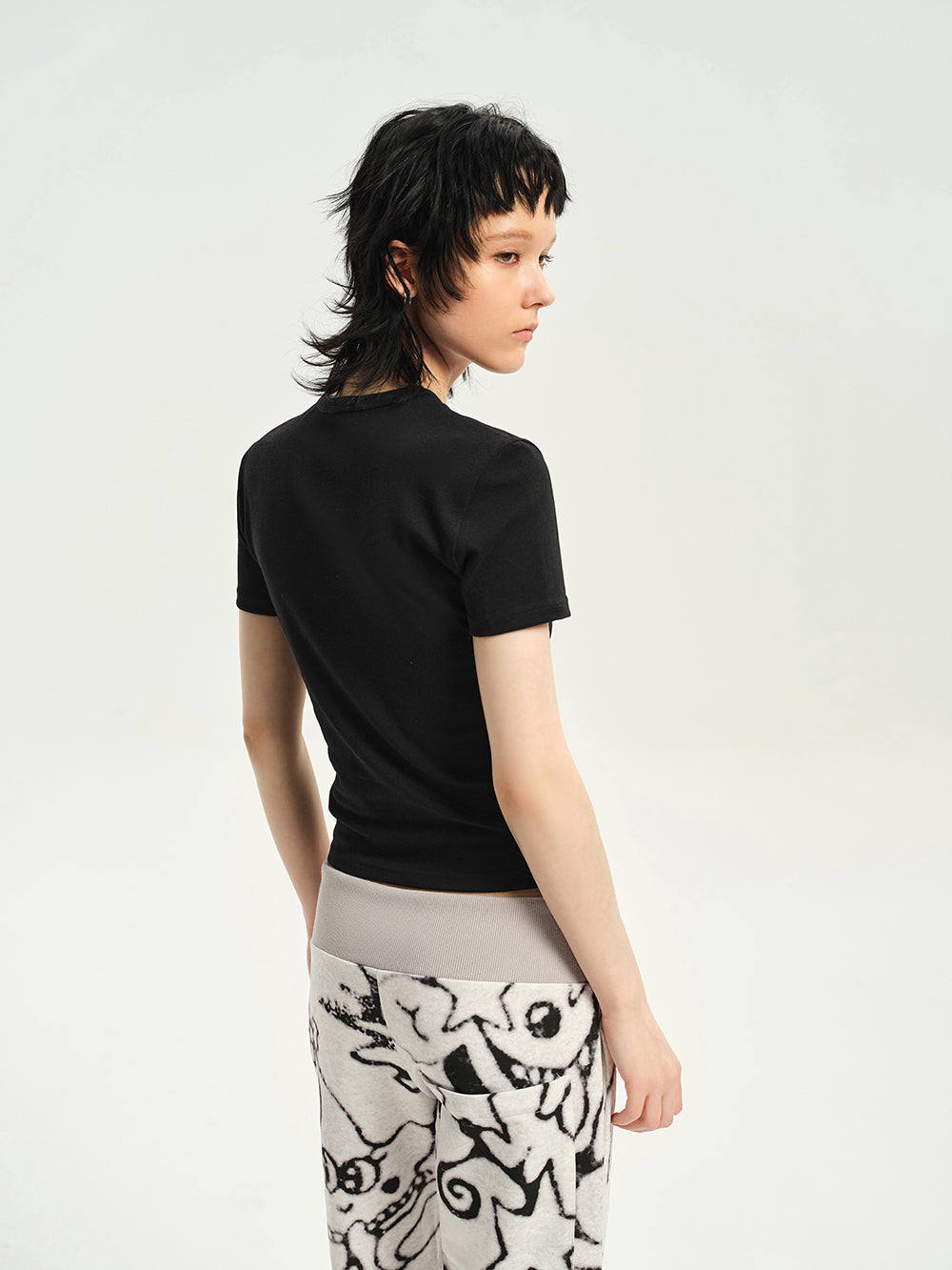 23SS Letter Print T-shirt Black Slim Casual Comfort
