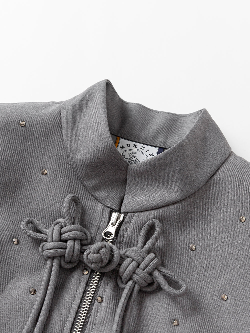 MUKZIN Color-block Chinese Style Retro Gray Stand-up Collar Vest