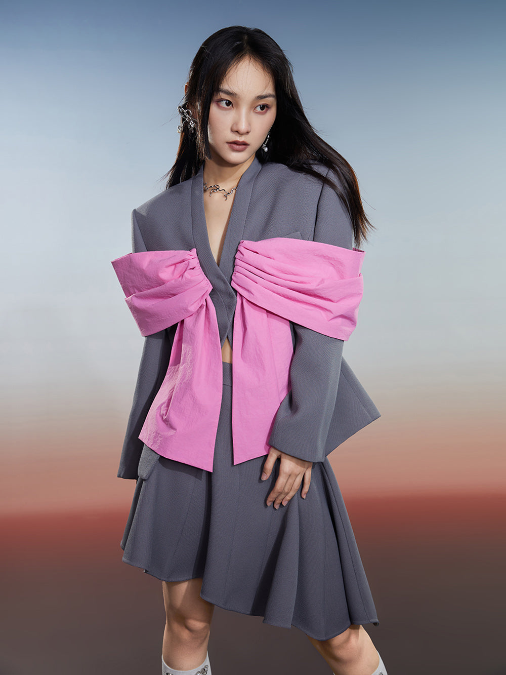 MUKZIN New Arrival Stitching Eye-catching Fashionable Versatile Suit
