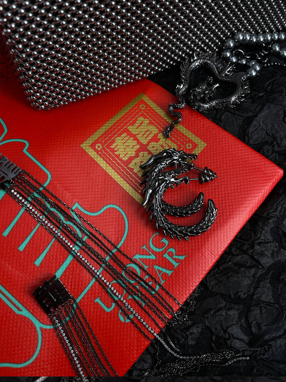 MUKTANK x Mandarin Zan Club Swimming Dragon in the Abyss Earrings Series
