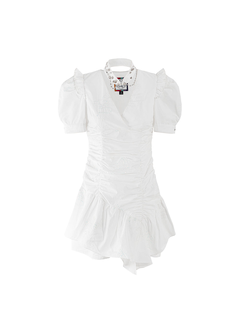 MUKZIN Elegant Original Temperament Cheongsam V-neck White Ruffles