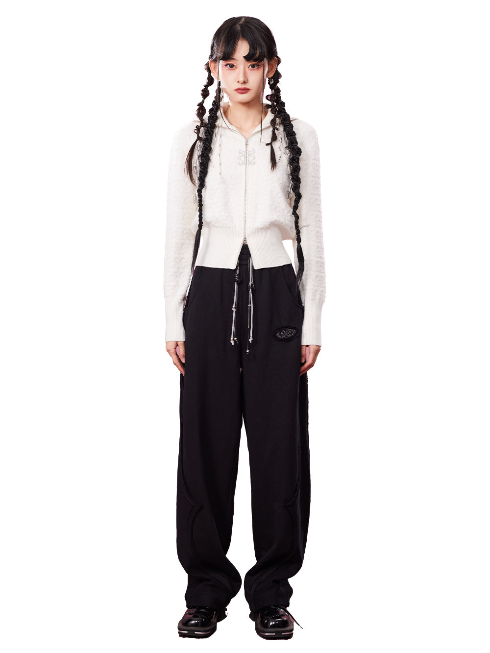 MUKZIN Jacquard Soft White Casual Age-reducing Cardigan Sweater