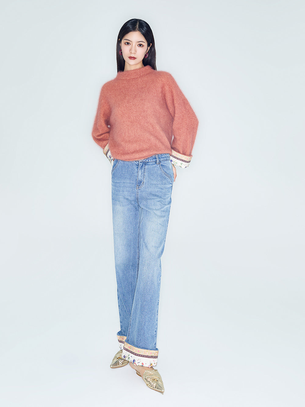 MUKZIN Lilong "Young Travel" Slimming Patchwork Straight-Leg Jeans