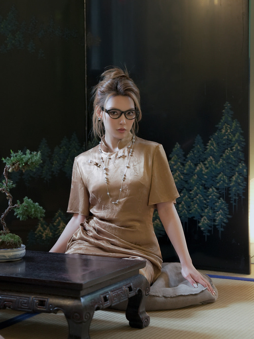 MUKZIN Brown Cheongsam Dress