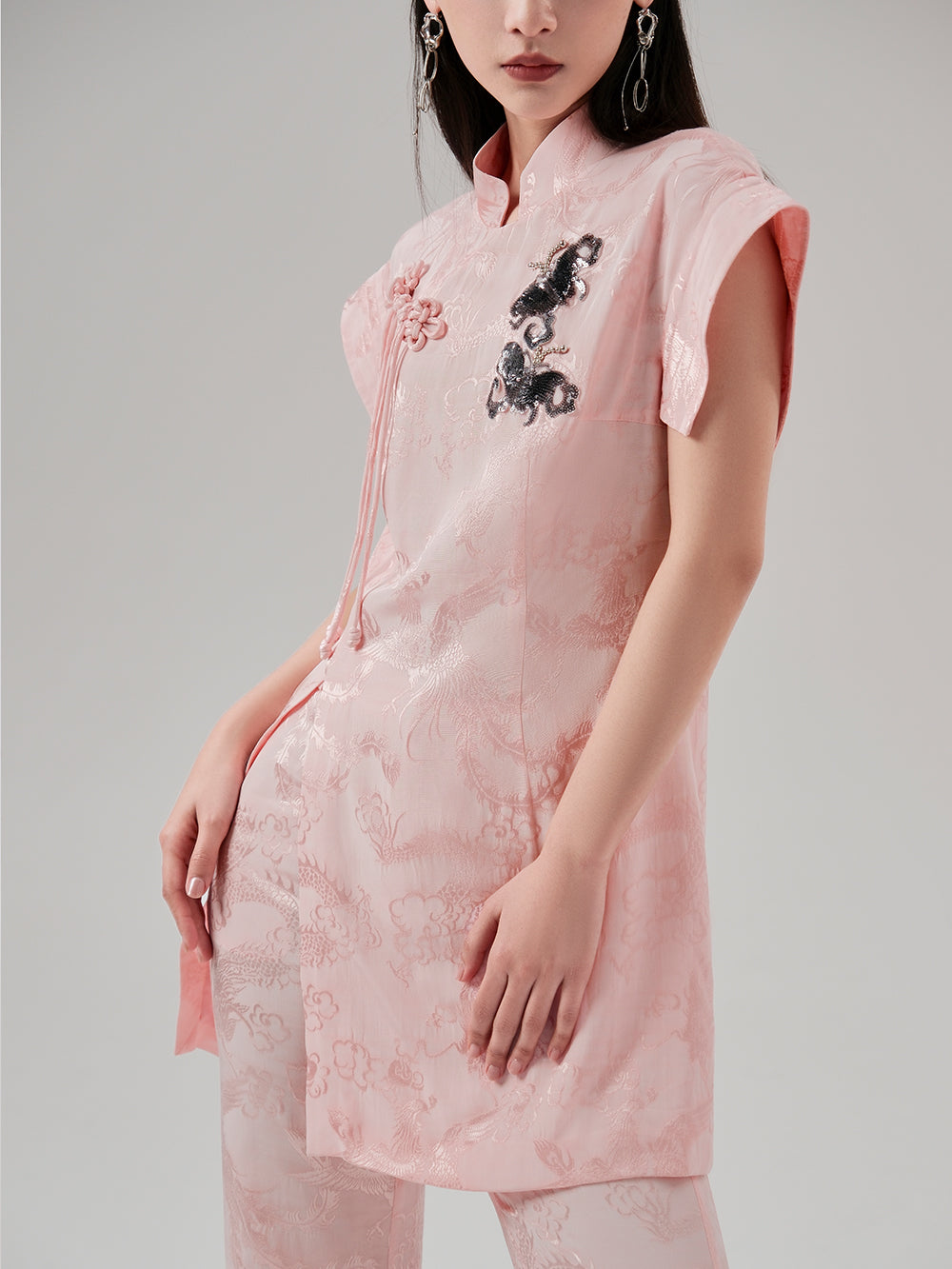 MUKZIN Chinese Cheongsam Design Sleeveless T-shirt