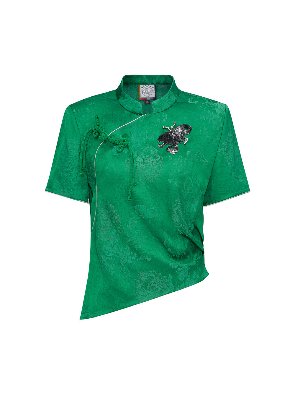 MUKZIN Green Chinese Button Design Short T-shirt