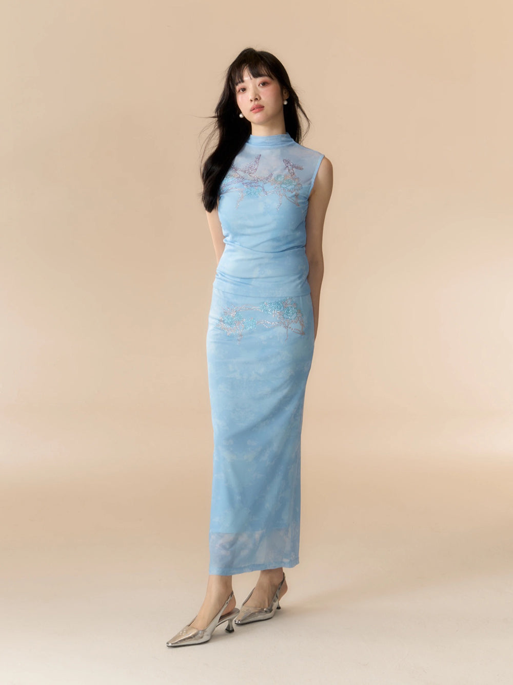 MUKTANK X LOUMUTAKU Sleeveless Stand Collar Suit Magpie Bridge Top