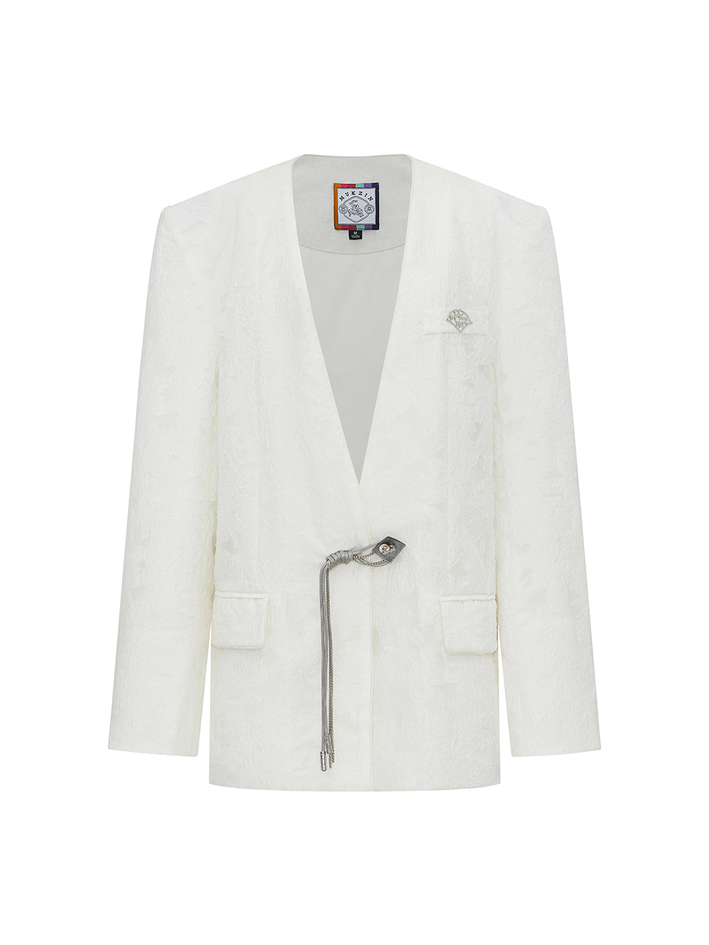 MUKZIN White Jacquard Chinese Charming Suit