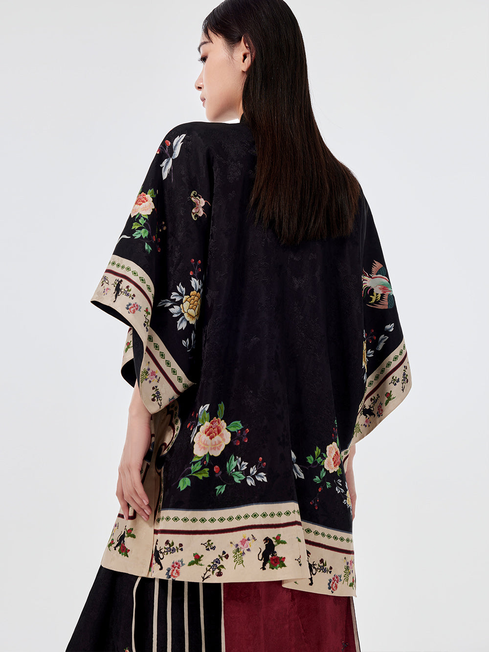 MUKZIN Chinese Stand Collar Printed Half-sleeved Shirt Dresses
