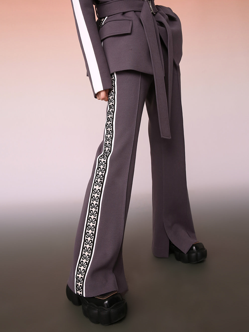 MUKZIN Spliced Casual Gray Versatile Bell Bottoms