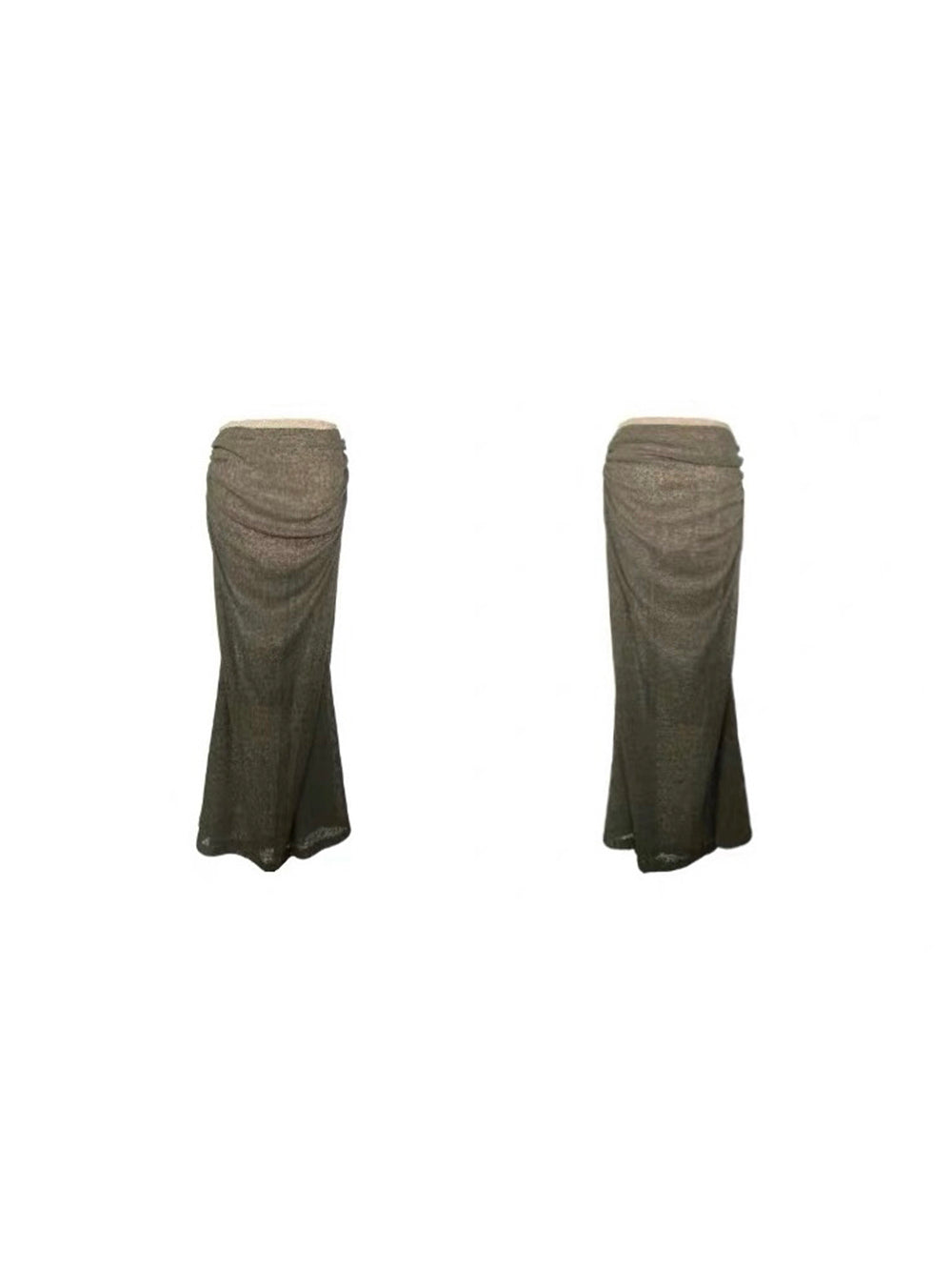 MUKTANK×Jqwention Moss Green Slim-Fit Maxi Dress Suit Midi Skirt