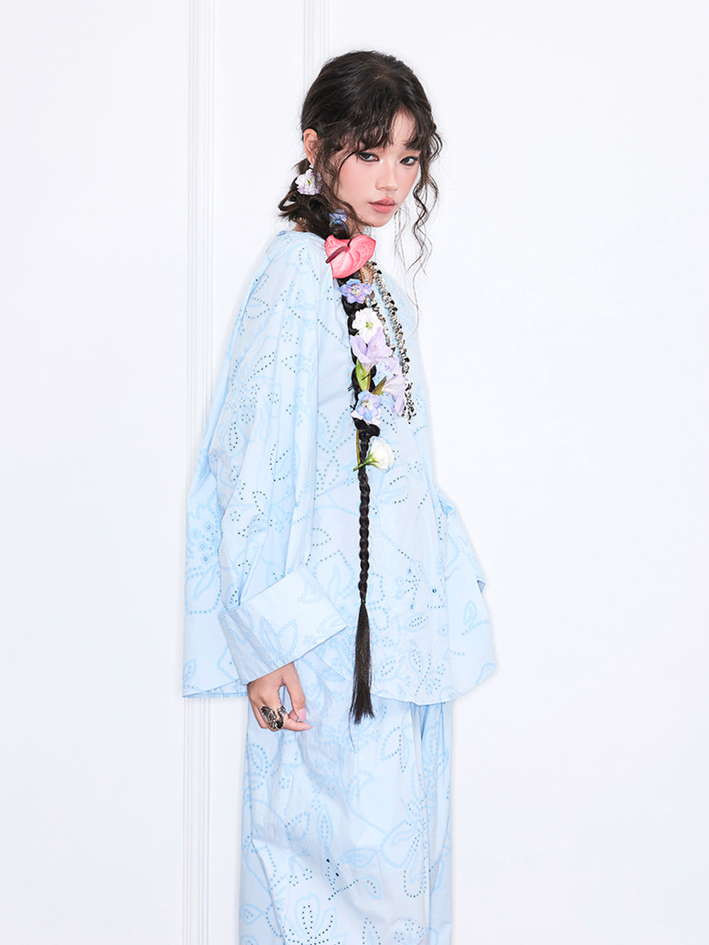 MUKZIN“Realm of Ethereal Mist”Romantic hollow-out shirt