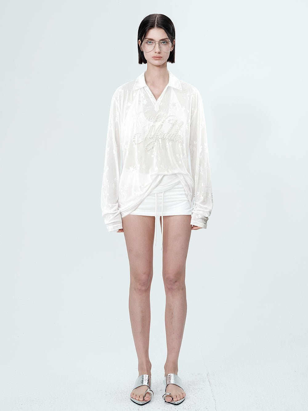 MUKTANK×MODULER Heavy-Detailed Polo Shirt with Pearl Embroidery