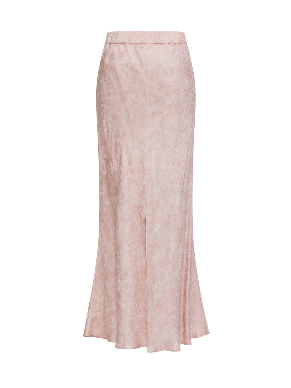 MUKZIN“Realm of Ethereal Mist”National Style Pink Jacquard Satin High-slit Slim Long Midi Skirt