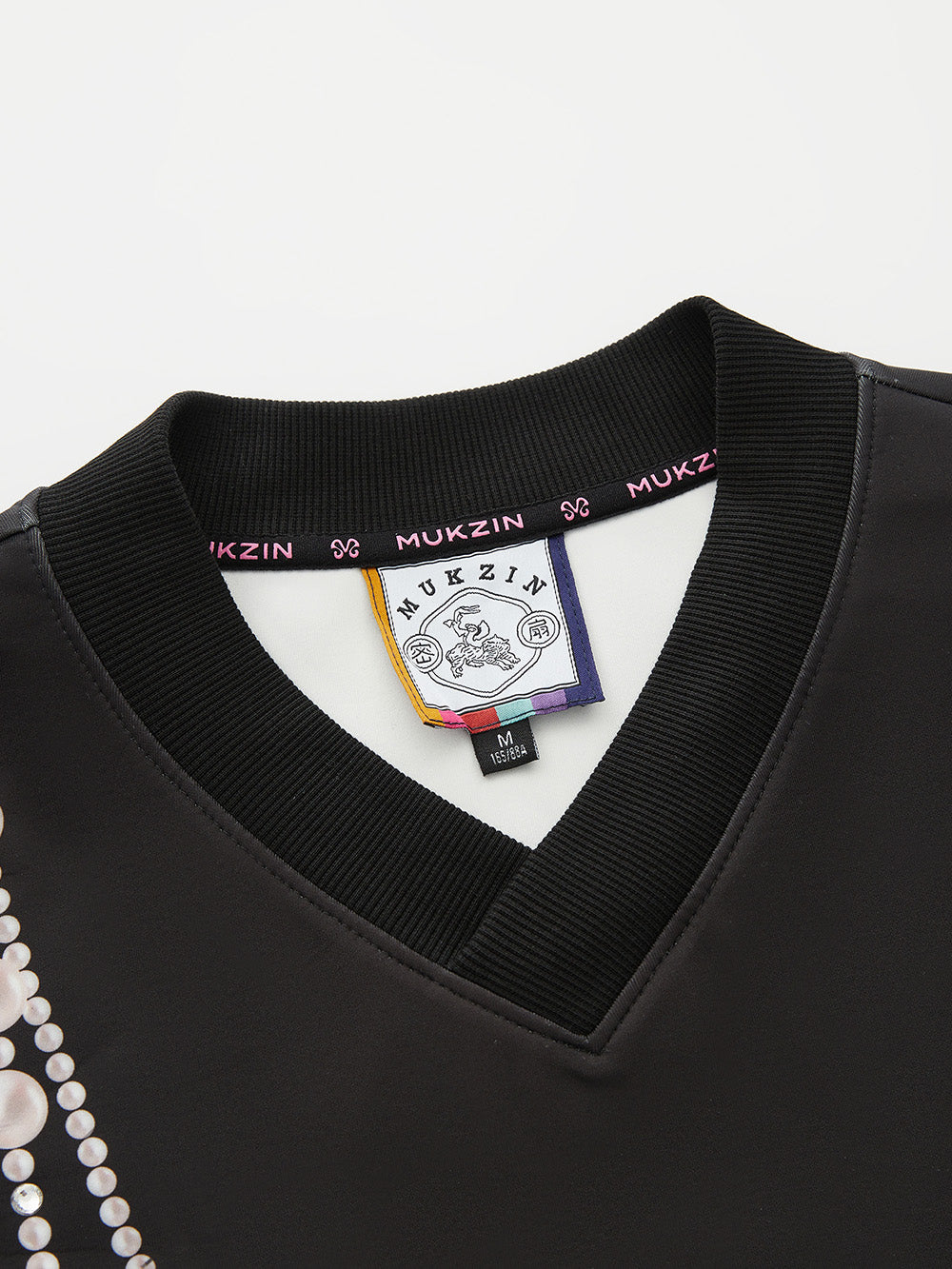 MUKZIN Linglong"Phoenix Perch"V-Neck Printed Wide Cuff Sweatshirt