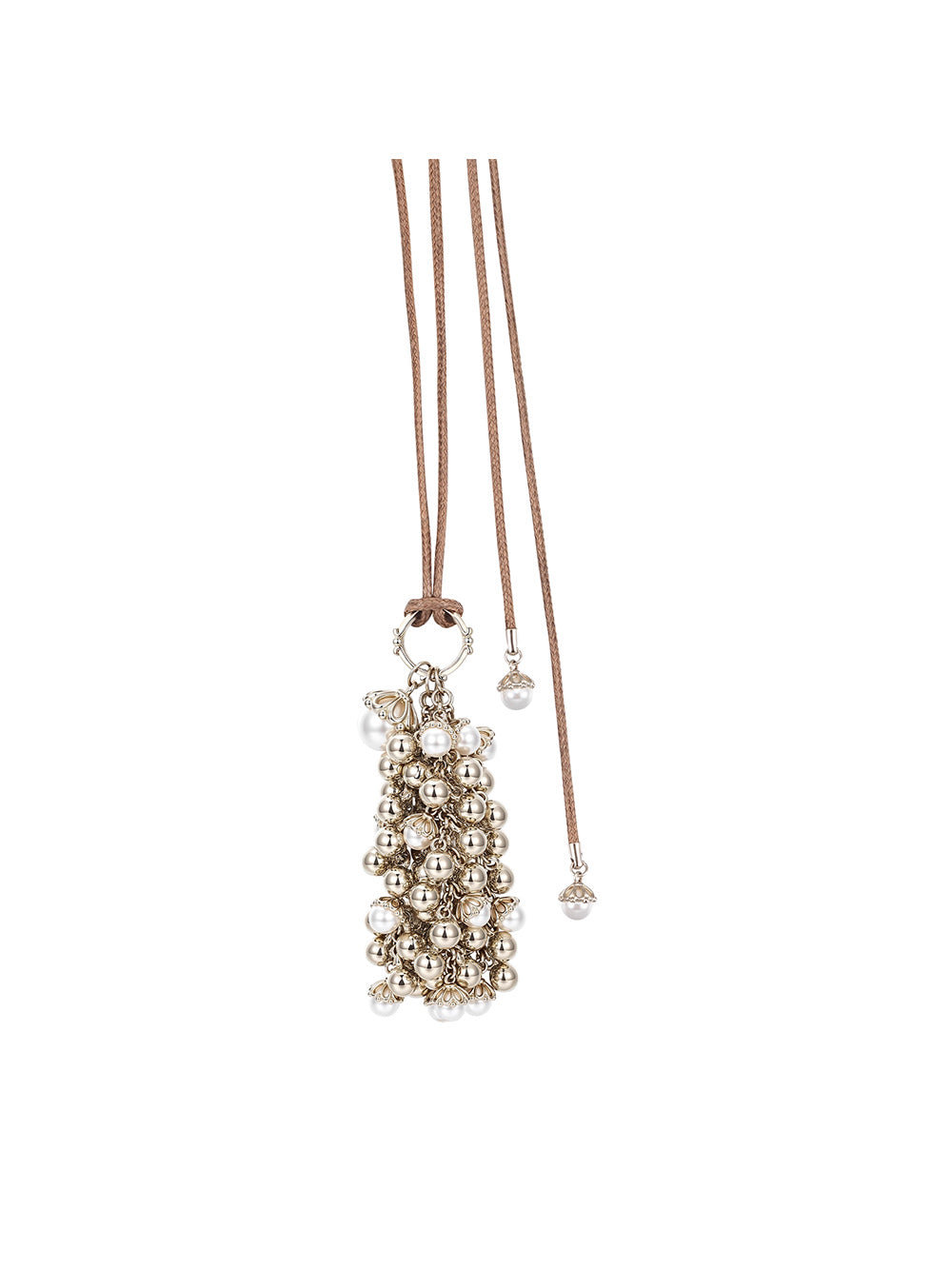 MUKTANK×SUN HUNTER Pearl Cluster Faux Pearl Adjustable Slider Necklace