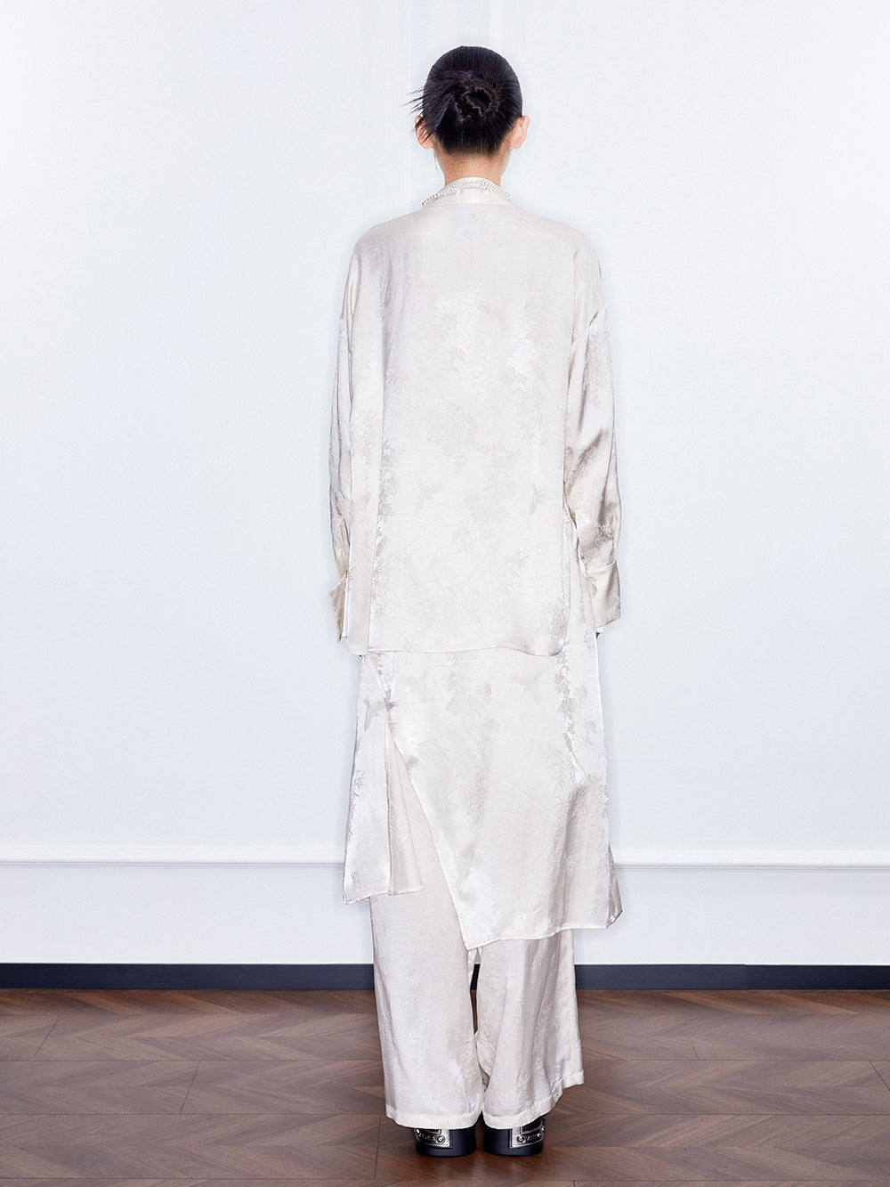 MUKZIN SpringPrelude Chanting Pine Chinese - style Irregular Cheongsam - collar Jacquard Shirt