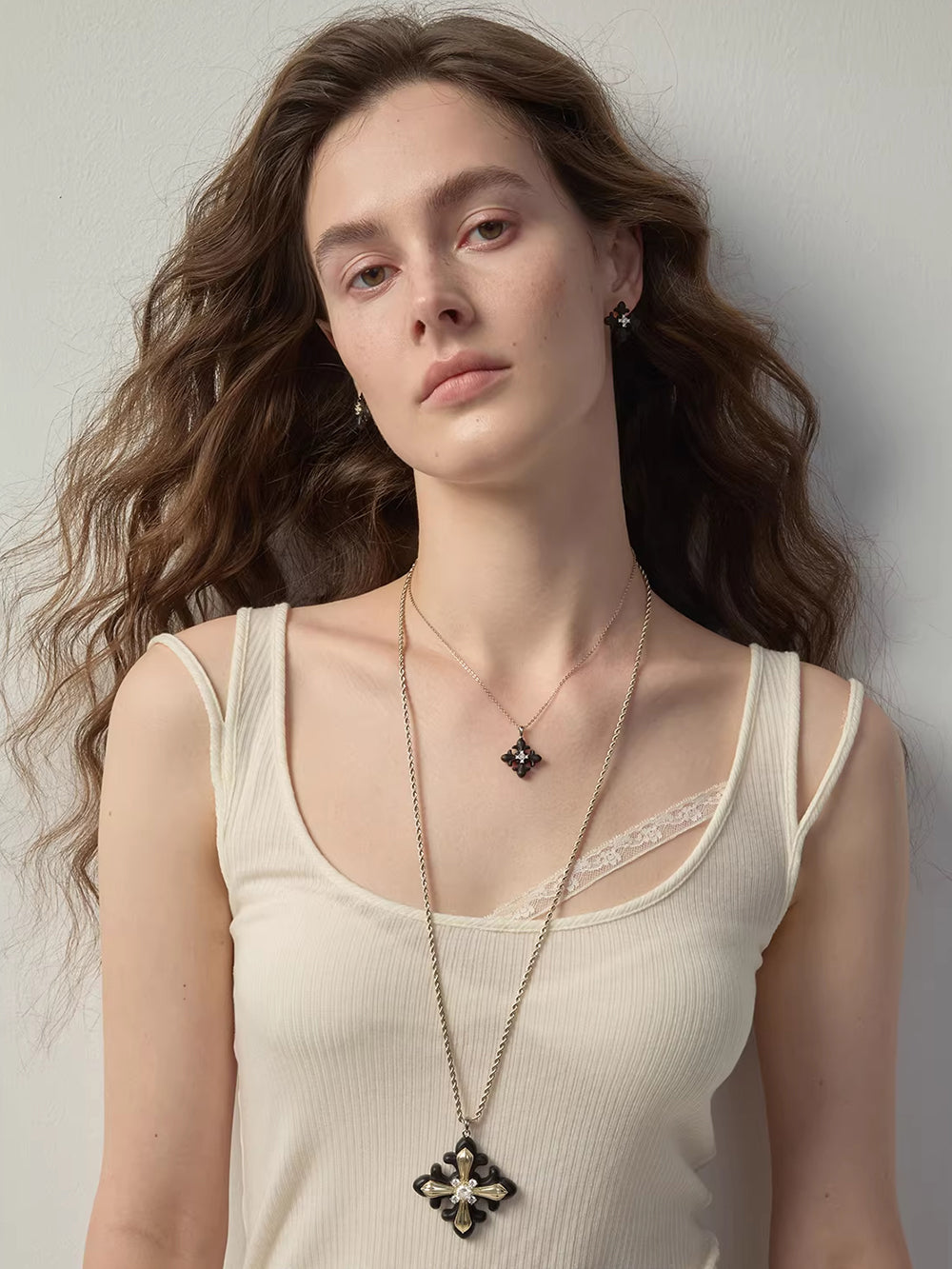 MUKTANK×SUN HUNTER Long Wooden Metal Iris Chain Necklace