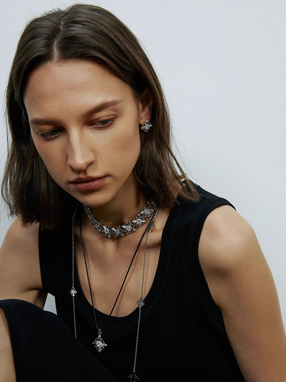 MUKTANK×SUN HUNTER Drawstring Leather Necklace with Iris Design