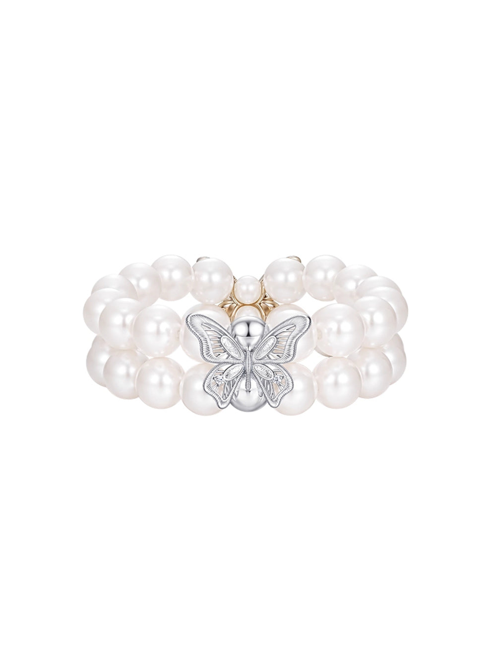 MUKTANK×SUN HUNTER “Emergence”Two-Tone Lace Butterfly Pearl Bracelet