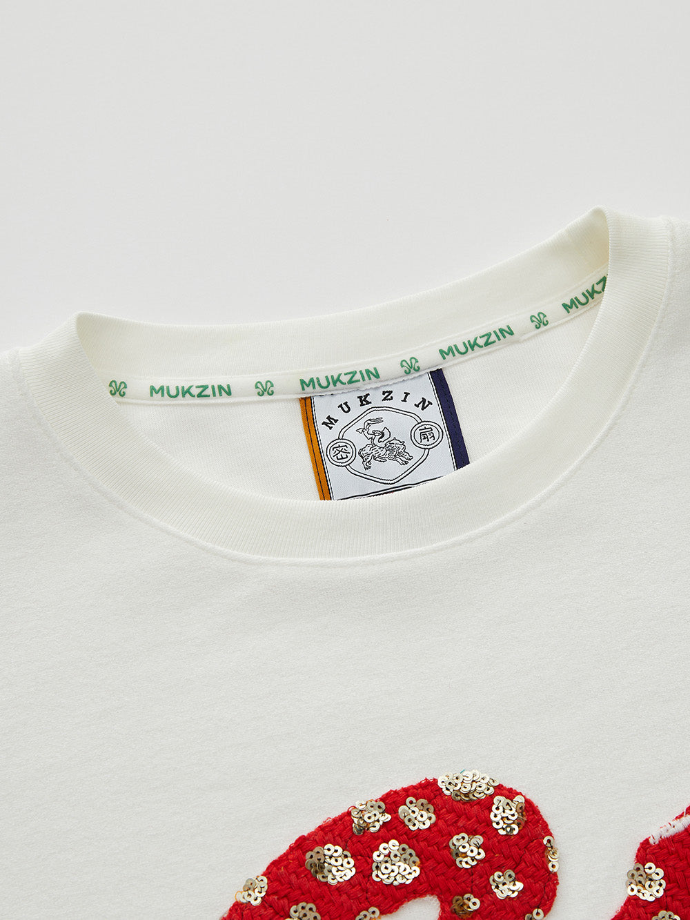 MUKZIN Linglong Textured Cartoon Embroidery Crewneck Sweatshirt