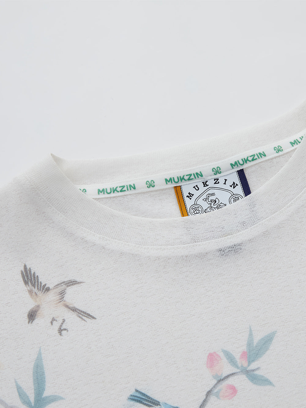 MUKZIN SpringPrelude “Dotting Spring Branches”Loose Round - neck Chinese - style Printed Knitted Long - sleeve Shirt