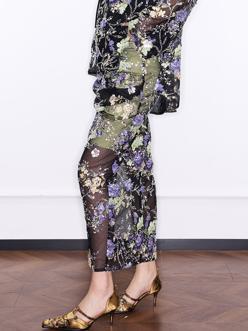 Mukzin“Capsule Collection”Neo-Chinese Style Purple "Ninefold Purple" Sequin Half Skirt