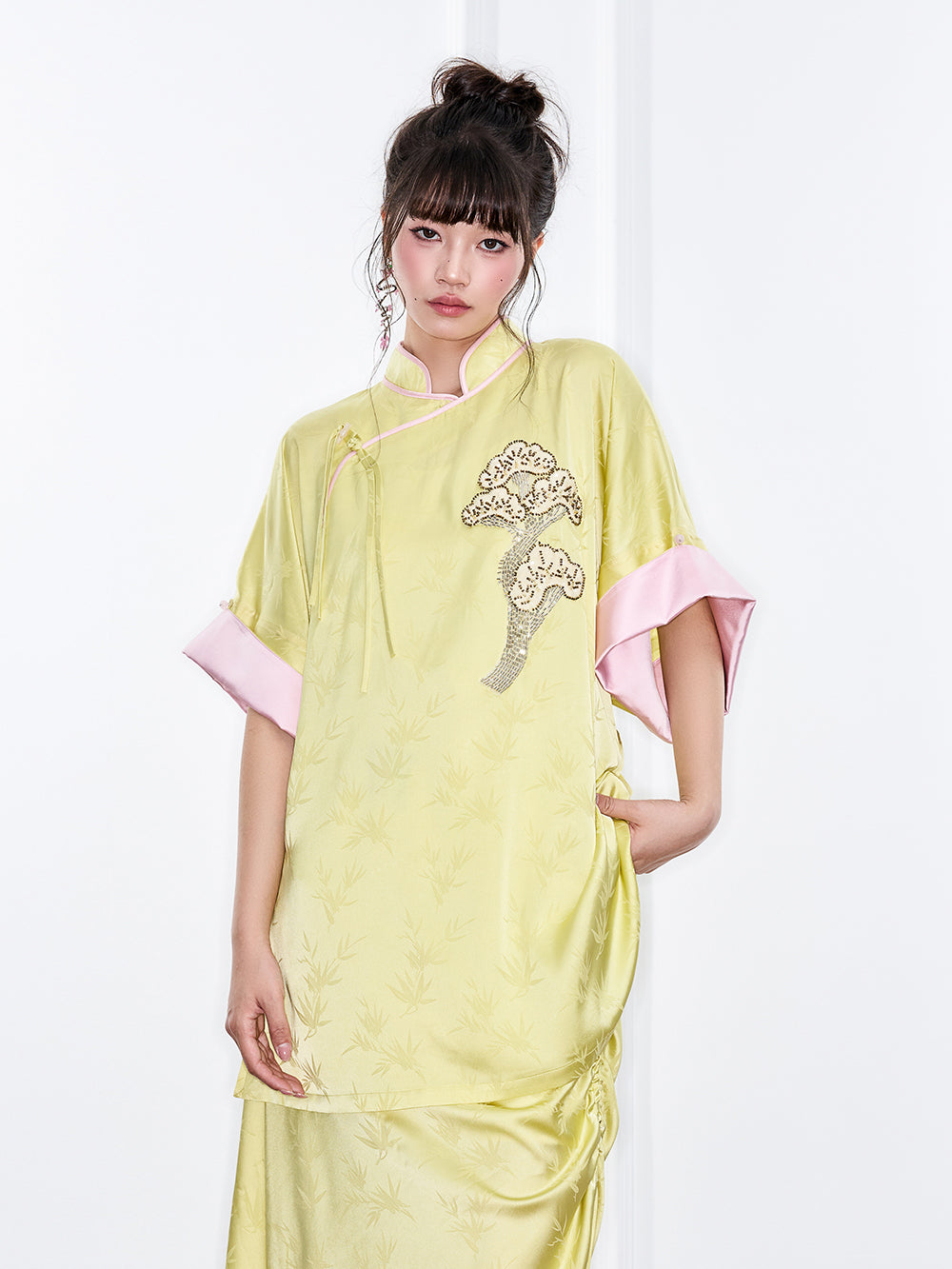 MUKZIN "Ode to the New Summer"Neo - Chinese Style Bamboo - Print Qipao