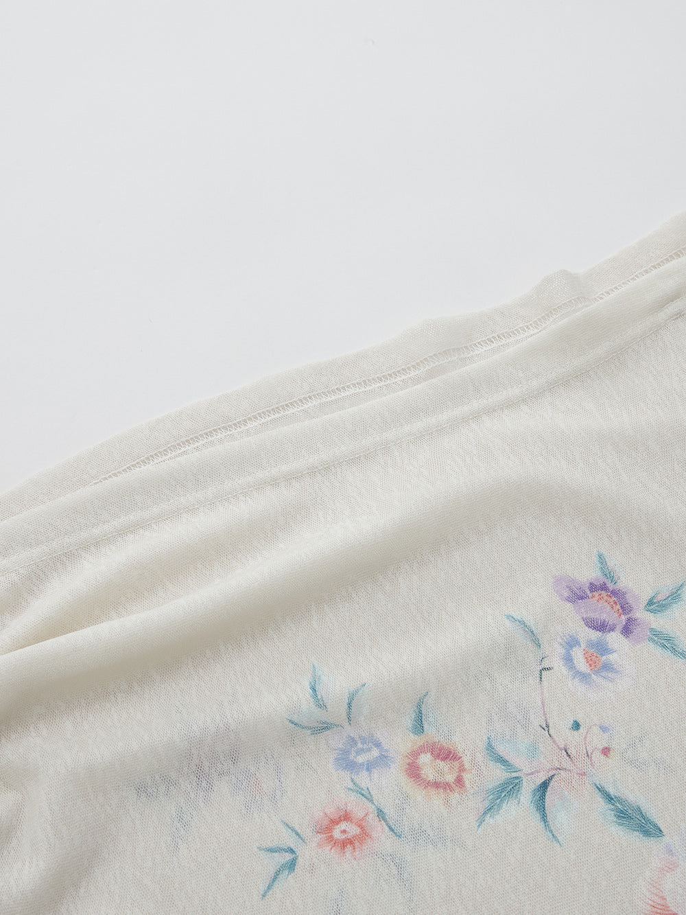 MUKZIN SpringPrelude “Joy of Sparrows” Asymmetric - shoulder Slim - fit Chinese - style Printed Undershirt