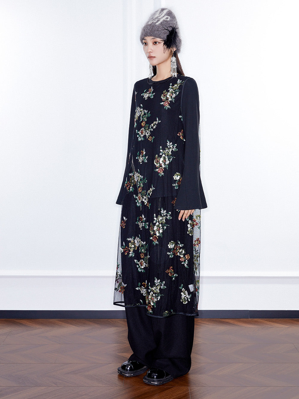 MUKZIN Linglong "Flowers Playing with Shadows"Chinese-style Color-Blocked Shirt Cotton Jacket.