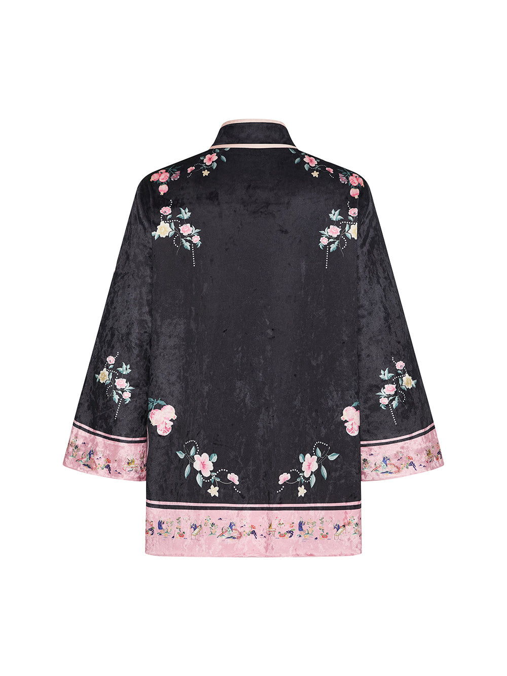 MUKZIN Linglong "Linglongzi" Stand Collar Velvet Printed Cardigan
