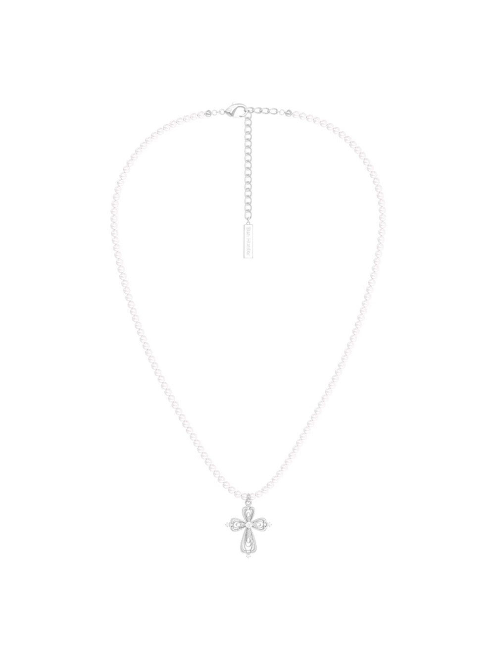 MUKTANK×SUN HUNTER Small lace cross pearl chain