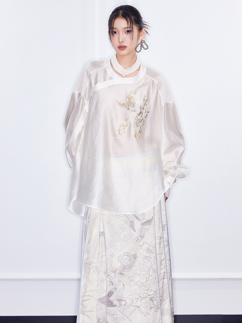 MUKZIN SpringPrelude Full Court Fragrance Straight Tube Pleated Mamian Skirt