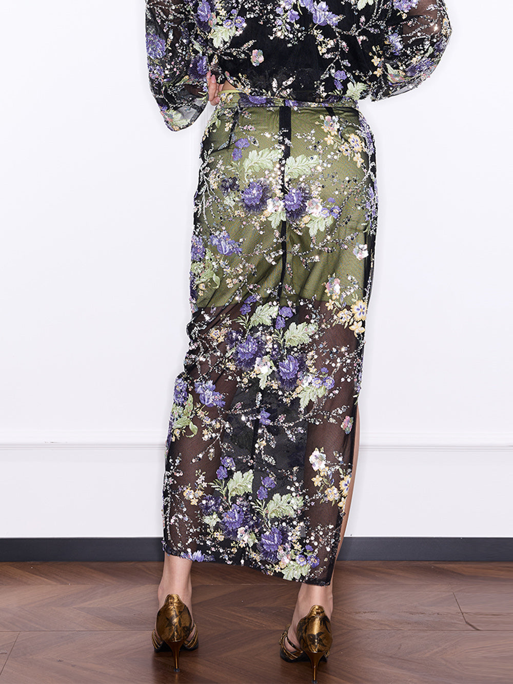 Mukzin“Capsule Collection”Neo-Chinese Style Purple "Ninefold Purple" Sequin Half Skirt