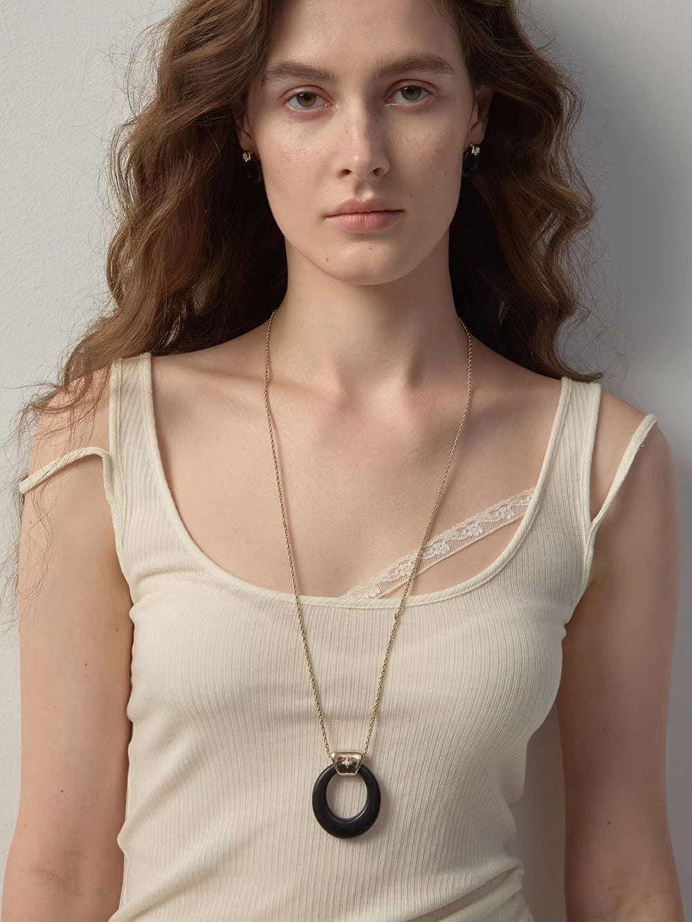 MUKTANK×SUN HUNTER Long Wooden Ring Iris Chain Necklace