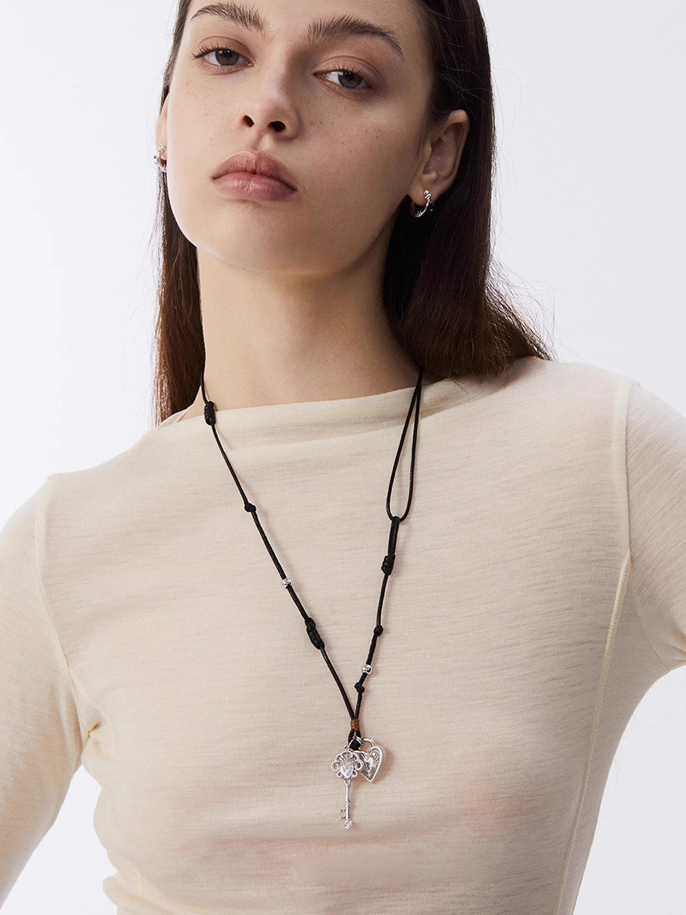 MUKTANK×SUN HUNTER Lace key heart lock braided necklace