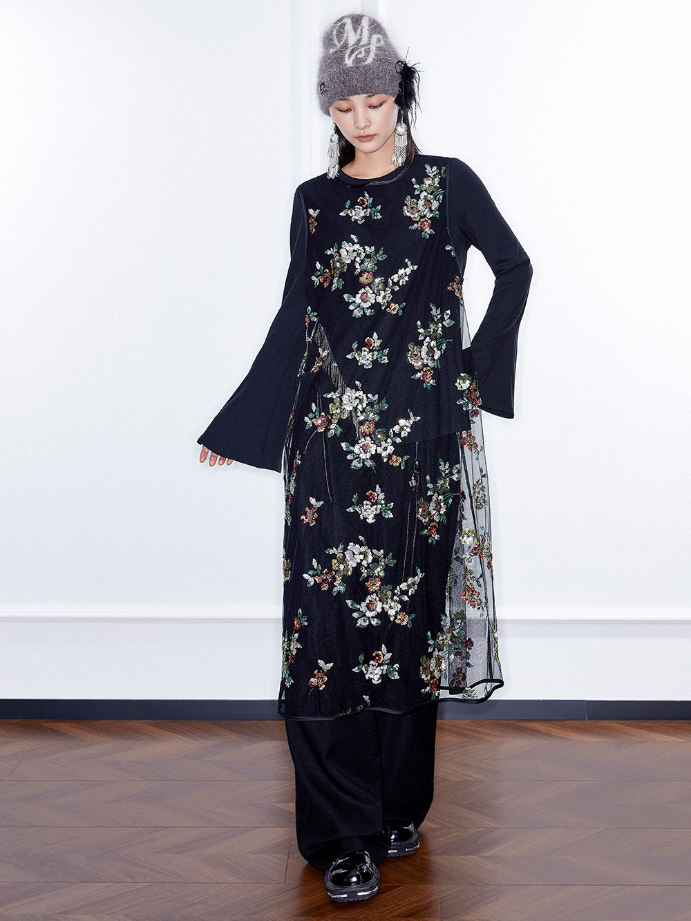 MUKZIN Linglong "Flowers Playing with Shadows"Chinese-style Color-Blocked Shirt Cotton Jacket.