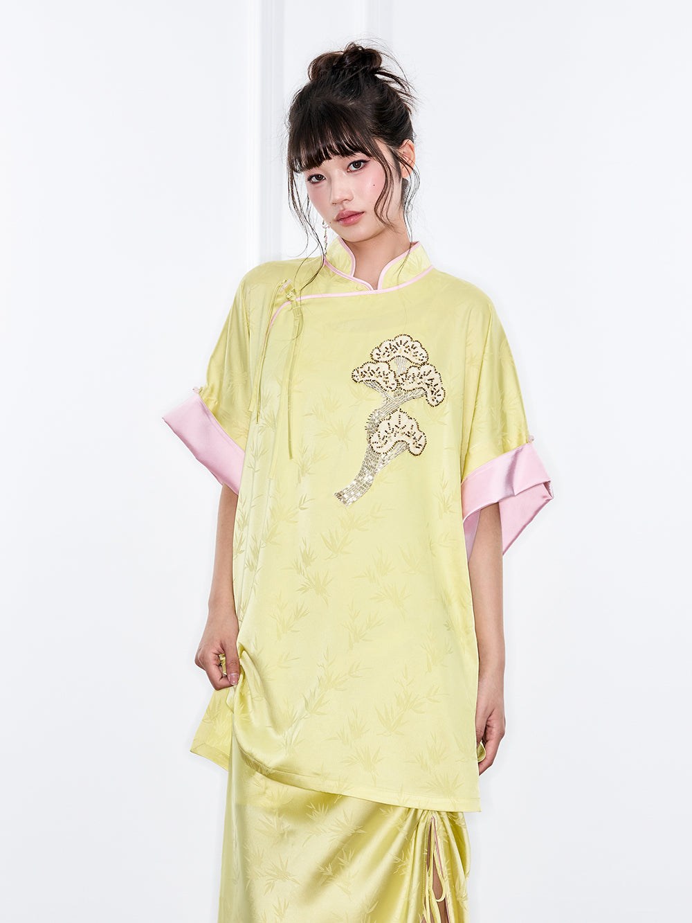 MUKZIN "Ode to the New Summer"Neo - Chinese Style Bamboo - Print Qipao