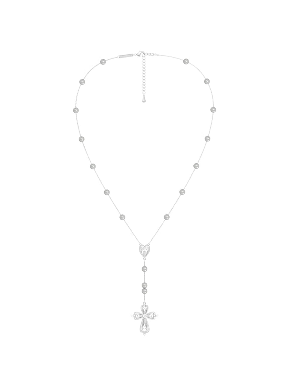 MUKTANK×SUN HUNTER Lace cross pearl Y-chain