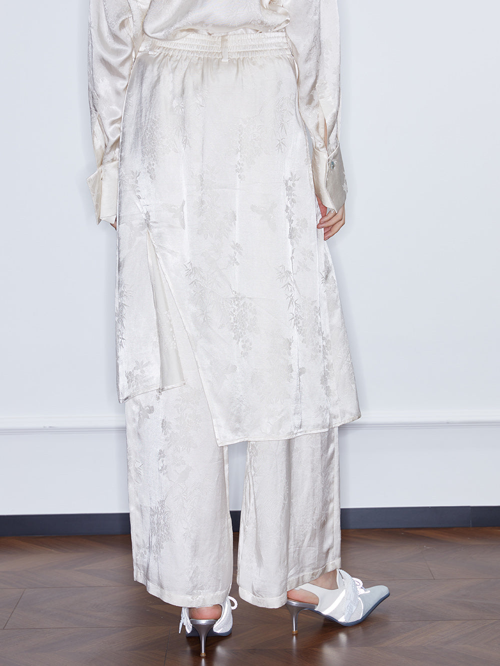 MUKZIN Spring Prelude “Peacock Feather” New Chinese Style Fake Two Piece Wide Leg Trousers Spring Summer