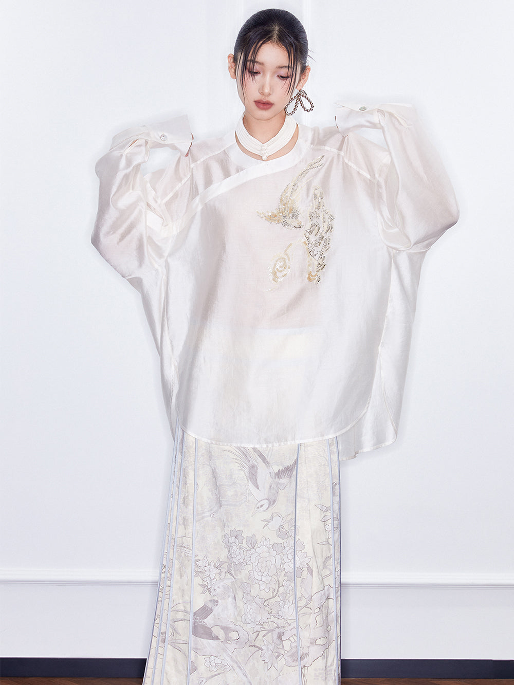 MUKZIN SpringPrelude Full Court Fragrance Straight Tube Pleated Mamian Skirt