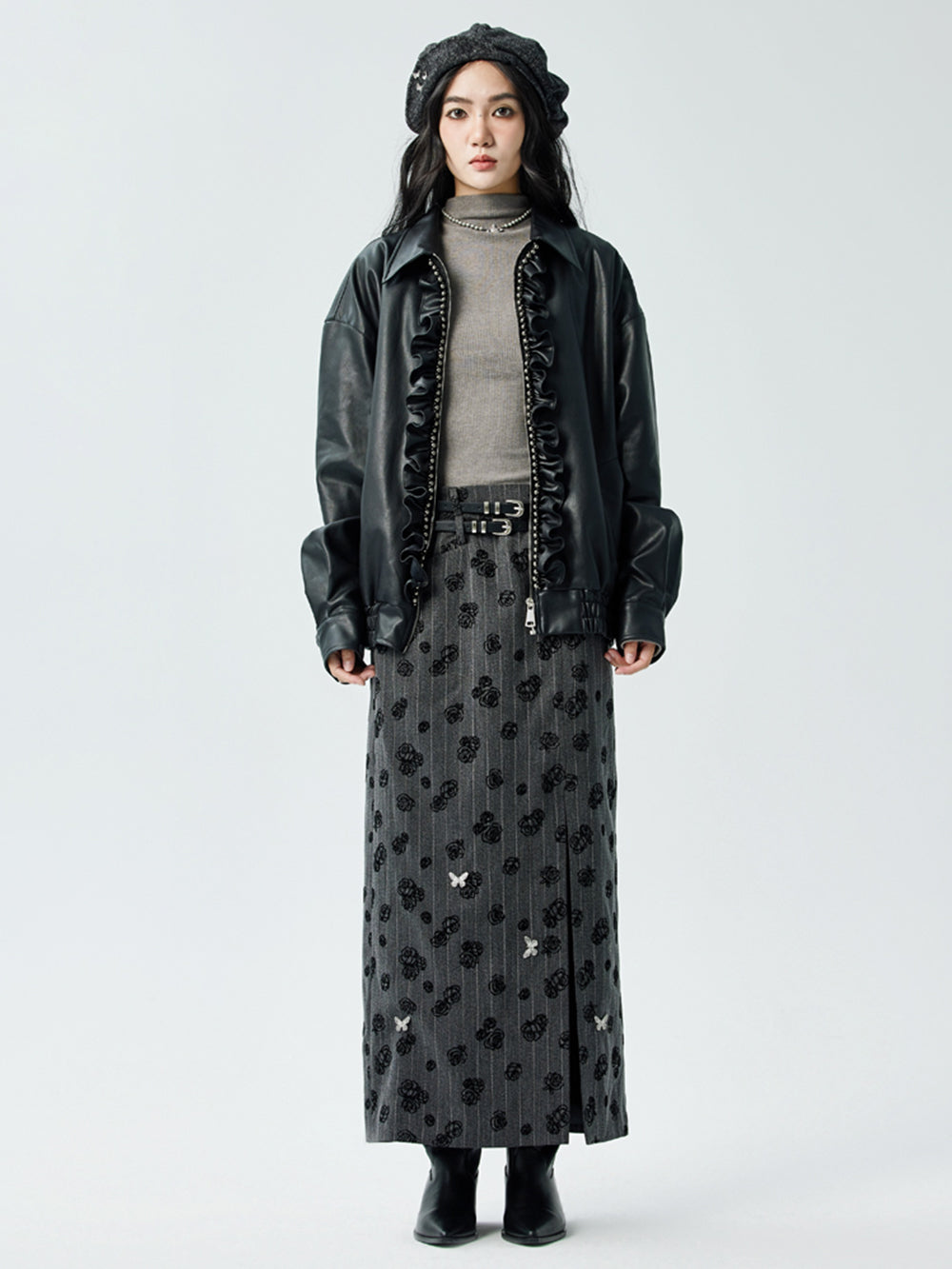 MUKTANK × CUUDICLAB Leather Jacket with Flounce Edges