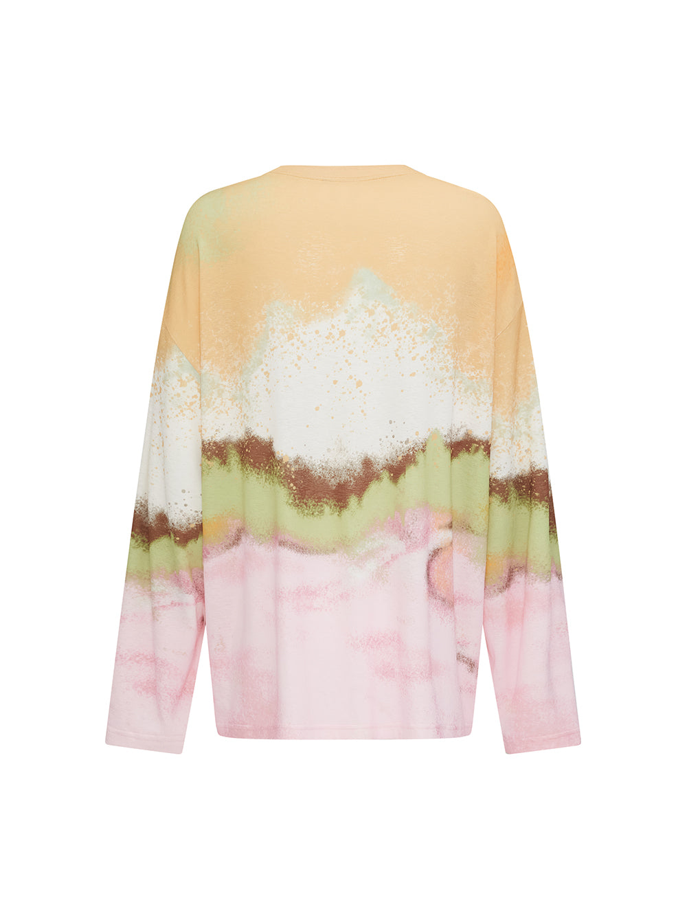 MUKZIN“Realm of Ethereal Mist”Gradient Cartoon Pony Printed Loose Long - Sleeve Top