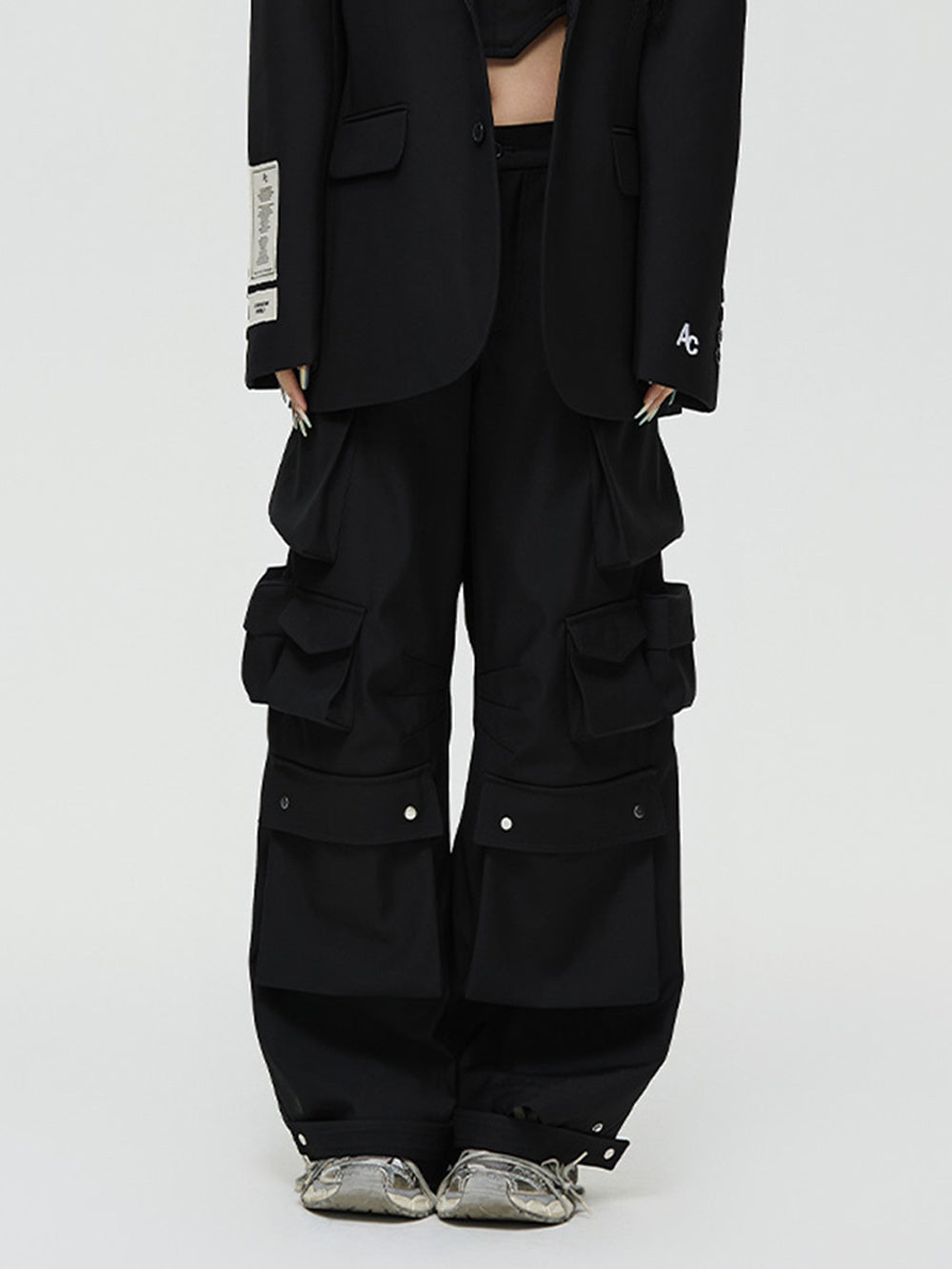 MUKTANK×ARDENCODE Unisex Oversized Loose Mid - rise Wide - leg Work Pants with Multiple Pockets