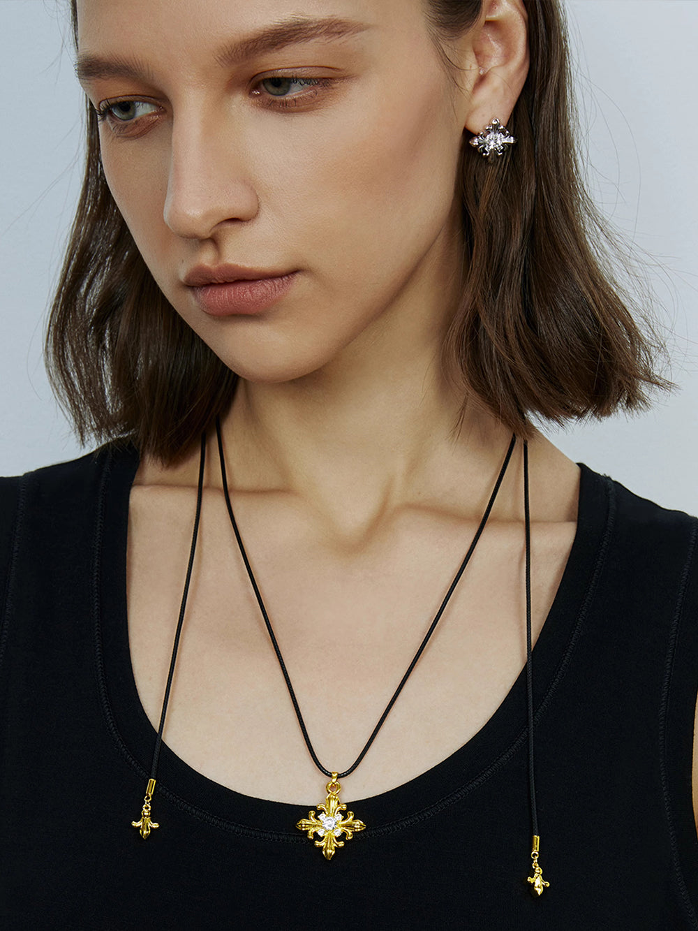 MUKTANK×SUN HUNTER Drawstring Leather Necklace with Iris Design